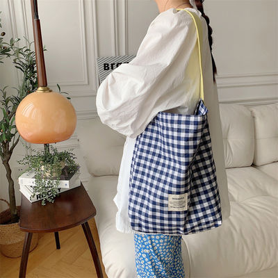 На заказ цветная пластинка женская сумка с монограммой Большой объем Gingham Tote