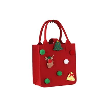 Красный цветный мешок из felt Custom Logo Принятый рождественский подарочный пакет для Ins Style
