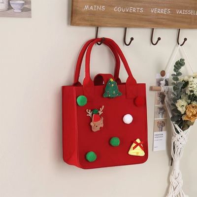 Красный цветный мешок из felt Custom Logo Принятый рождественский подарочный пакет для Ins Style