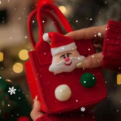 Красный цветный мешок из felt Custom Logo Принятый рождественский подарочный пакет для Ins Style