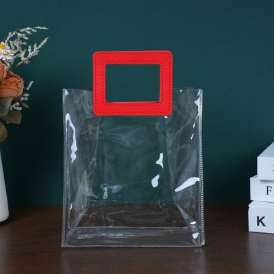 Путешествие и выходные дамская пляжная сумка Прозрачная PVC торговая сумка с кожаной ручкой