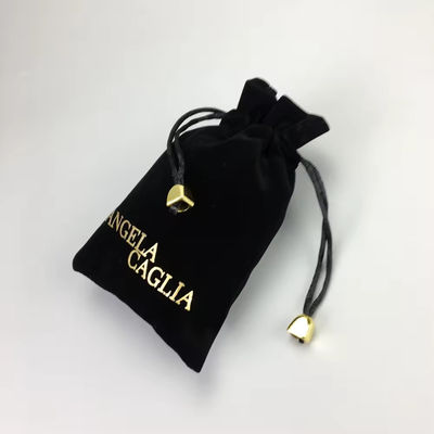 Портативный черный флакковый золотой печатный бархатный мешок для индивидуальной упаковки ювелирных изделий