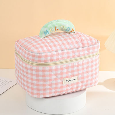 Custom Logo Macaron Color Cotton Plaid Make-up Bag для переносного путешествия и хранения