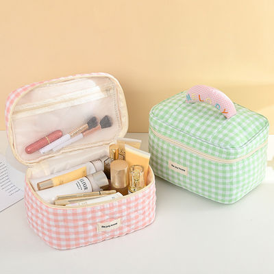 Custom Logo Macaron Color Cotton Plaid Make-up Bag для переносного путешествия и хранения