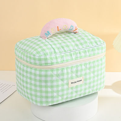 Custom Logo Macaron Color Cotton Plaid Make-up Bag для переносного путешествия и хранения