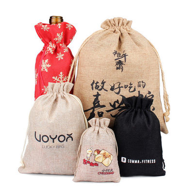 Водонепроницаемая Custom Logo Print Linen Drawstring Bag для ювелирных изделий и хранения цифровых продуктов