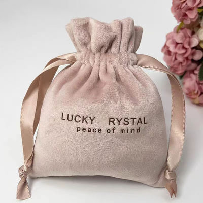 Маленькая упаковка Шнурка для волосатого бархатного ювелирного мешка Custom Logo Printed Soft Velvet Fabric