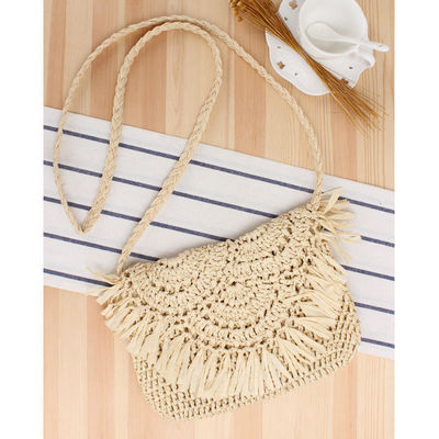 Ручной работы Tassel Beach Bag Raffia Rattan Crossbody для летних путешествий женщин