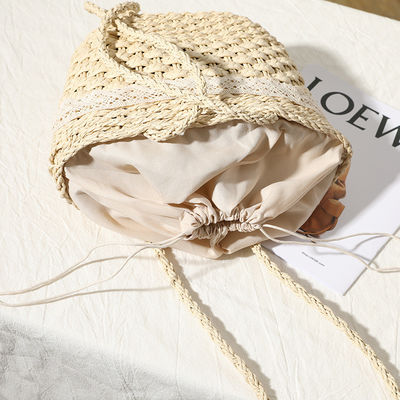 Открытое закрытие на заказ Цветная соломенная сумка Шнурка Bow Woven Bag для пляжа Отдых Женщины на пляже