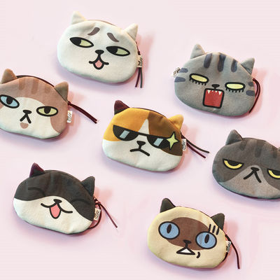 Унисекс 3D кошачий монетный кошелек Милая мини плюшевая сумочка Маленькая сумочка в форме животного с белой оболочкой