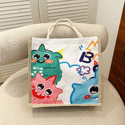2024 Дети Custom Cartoon плечевая сумка для пляжа отдых путешествия холст Tote сумка