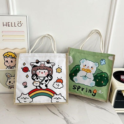 2024 Дети Custom Cartoon плечевая сумка для пляжа отдых путешествия холст Tote сумка