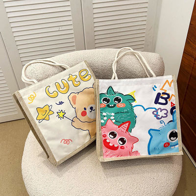 2024 Дети Custom Cartoon плечевая сумка для пляжа отдых путешествия холст Tote сумка