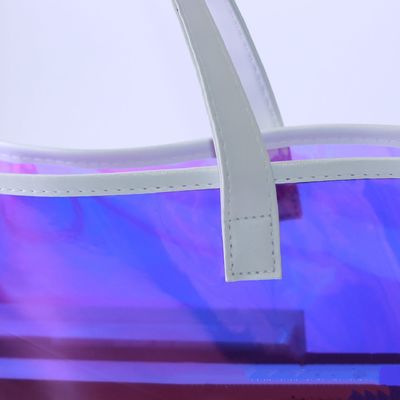 Прозрачный пакет с желей из ПВХ голографический модный плечевой магазин пластиковый пакет для женщин