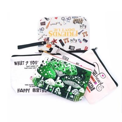 Заказный логотип напечатанный холст Zipper Makeup Bag с экологически чистым и долговечным материалом