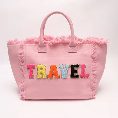 Новейший модный Keymay Tassel Fringe Большой холст Tote Bag с двумя ручками / ремнями