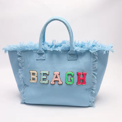 Новейший модный Keymay Tassel Fringe Большой холст Tote Bag с двумя ручками / ремнями