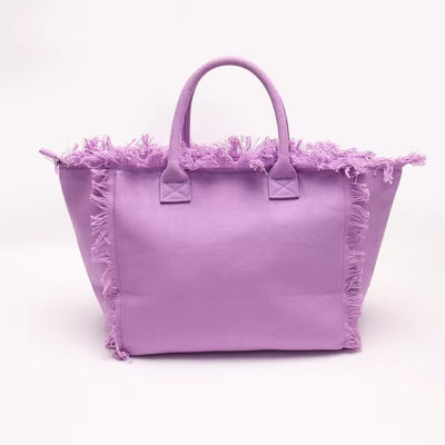 Новейший модный Keymay Tassel Fringe Большой холст Tote Bag с двумя ручками / ремнями