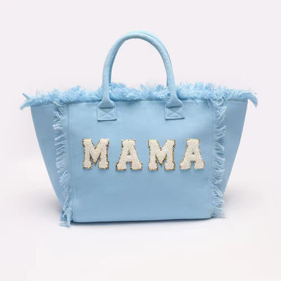 Новейший модный Keymay Tassel Fringe Большой холст Tote Bag с двумя ручками / ремнями