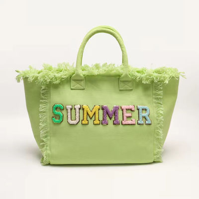 Новейший модный Keymay Tassel Fringe Большой холст Tote Bag с двумя ручками / ремнями