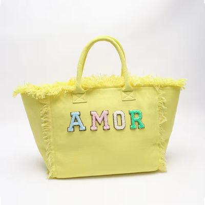 Новейший модный Keymay Tassel Fringe Большой холст Tote Bag с двумя ручками / ремнями