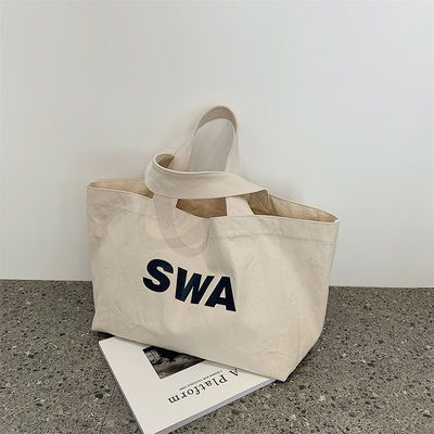 Эко Custom Large Canvas Tote Bag Cross Body Cotton Bag с карманным и молниеносным застежкой