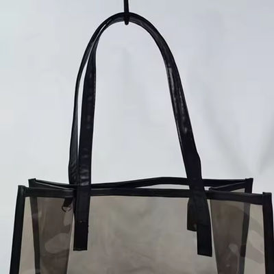 Настраиваемый логотип PVC Zipper Bag для вечеринки Черный PVC Tote Shopping Bag