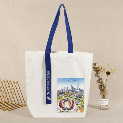 Ручной стиль Custom Print Cotton Canvas Tote Bag для экологически чистого праздничного подарка