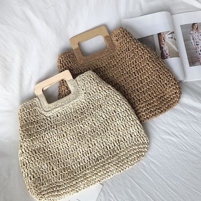 Никаких украшений Раттан Tote Bag портативная женская соломенная сумочка для летних каникул