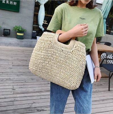 Никаких украшений Раттан Tote Bag портативная женская соломенная сумочка для летних каникул