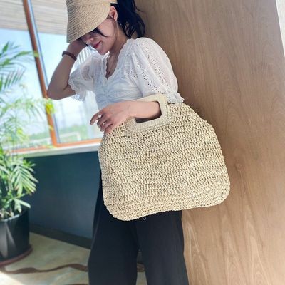 Никаких украшений Раттан Tote Bag портативная женская соломенная сумочка для летних каникул