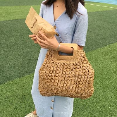 Никаких украшений Раттан Tote Bag портативная женская соломенная сумочка для летних каникул