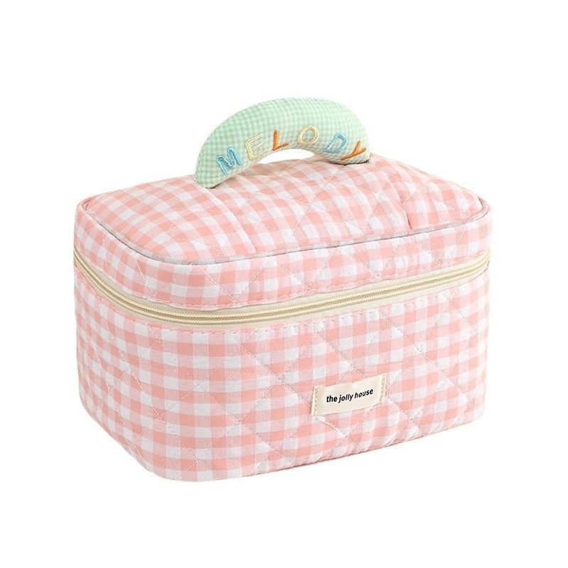 Custom Logo Macaron Color Cotton Plaid Make-up Bag для переносного путешествия и хранения