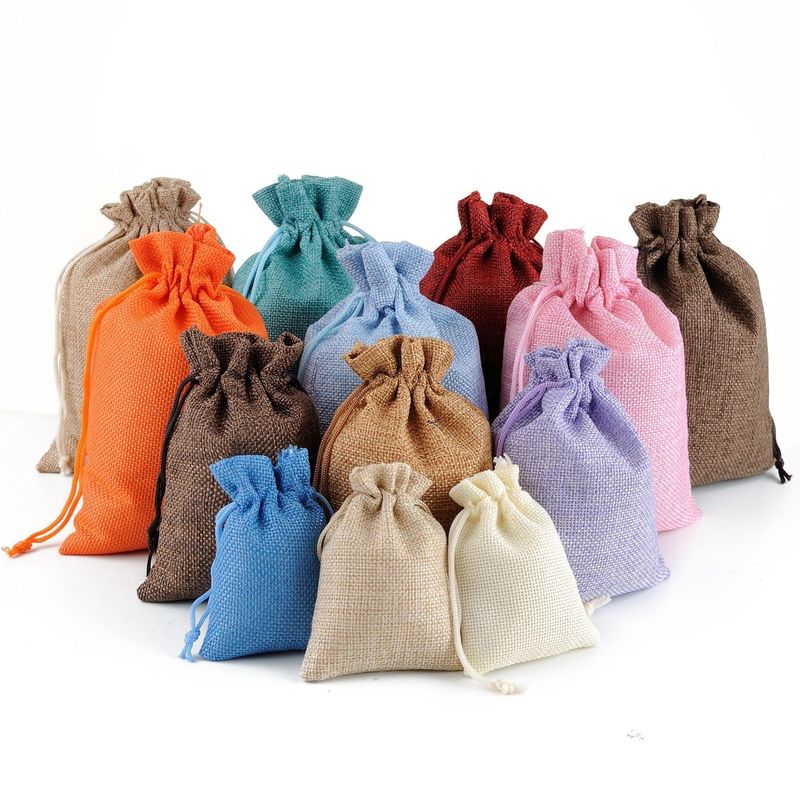 Водонепроницаемая Custom Logo Print Linen Drawstring Bag для ювелирных изделий и хранения цифровых продуктов