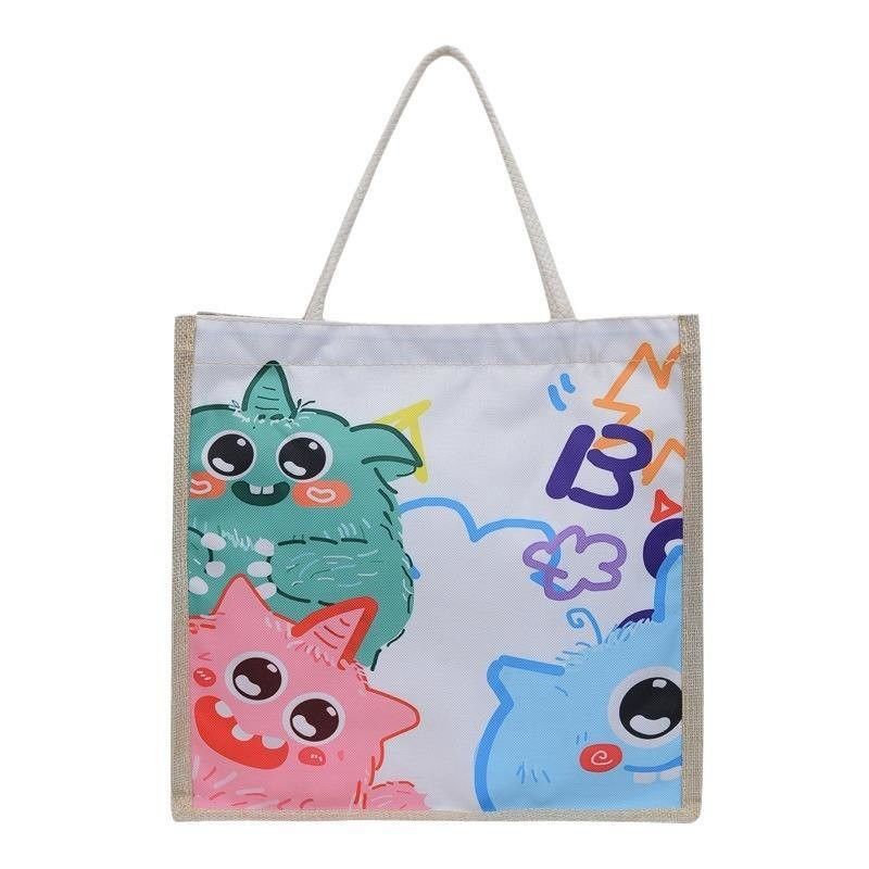 2024 Дети Custom Cartoon плечевая сумка для пляжа отдых путешествия холст Tote сумка
