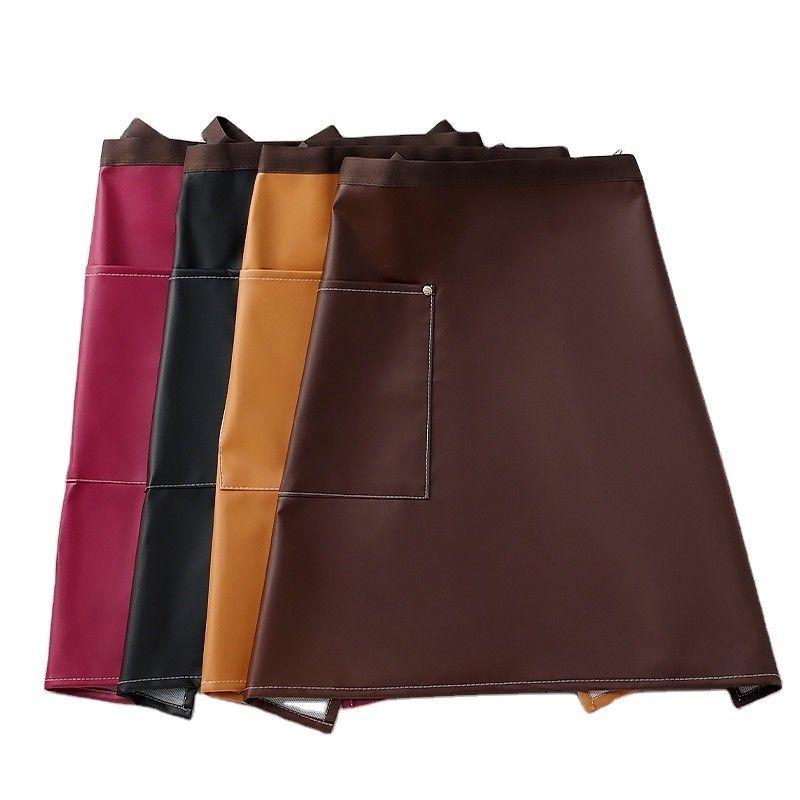 Custom Logo Printed Waxed PU Leather Half Apron для официанток и барменов