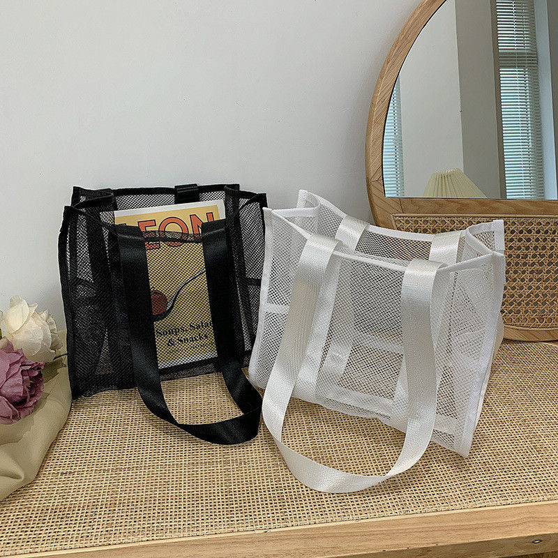 2022 Customized Fashion Print Large Mesh Tote Bag Женская пляжная сумка с выщелочкой